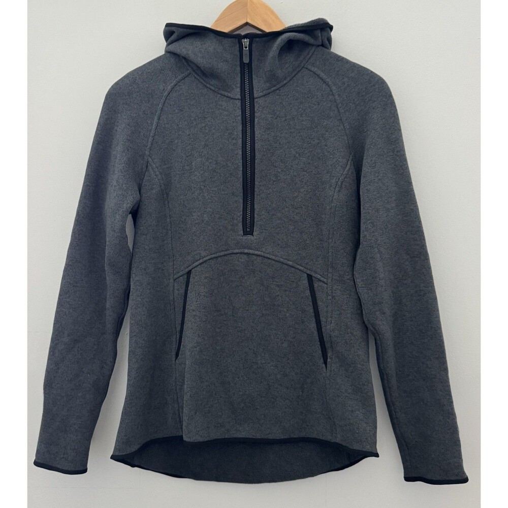Lululemon Fleece And Thank You Women’s 8 Gray Pullover Hooded Half Zip Jacket
